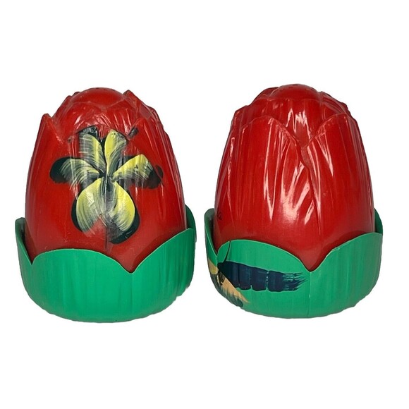 Vtg Jaydon Red Florida Corn Tulip Salt Pepper Shakers  Palm Tree Flamingo - Picture 4 of 7